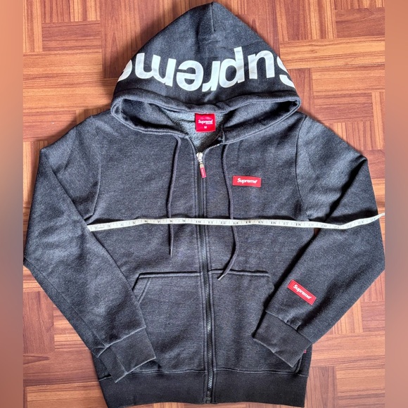 Authentic Supreme Sleeve Box Logo Zip Up Hoodie Black Made in Korea Size M